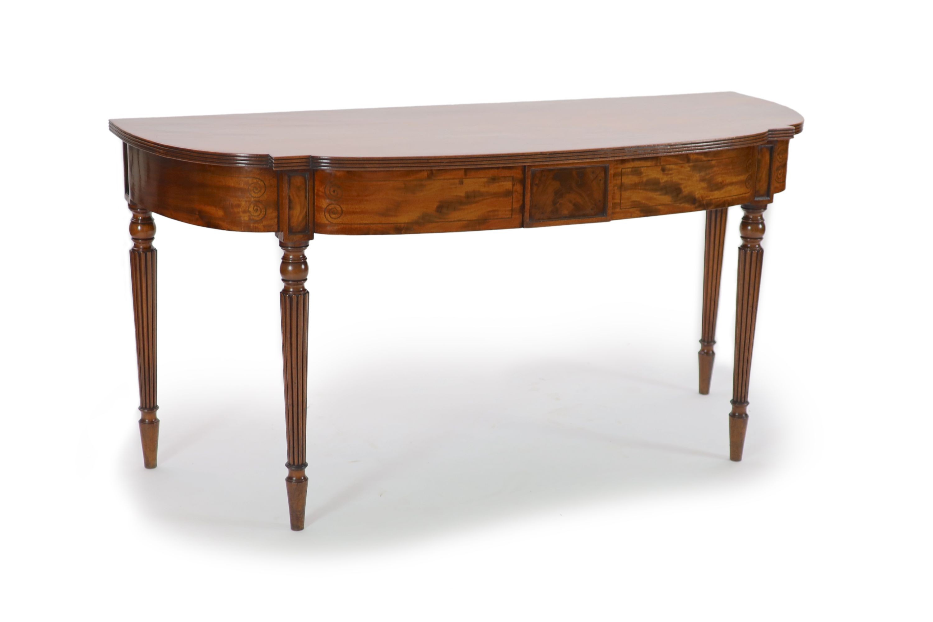 A Regency inlaid mahogany serving table, W.185cm D.75cm H.92cm